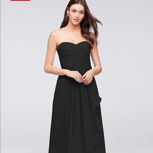 Strapless Crinkle Chiffon Dress with Cascade Skirt